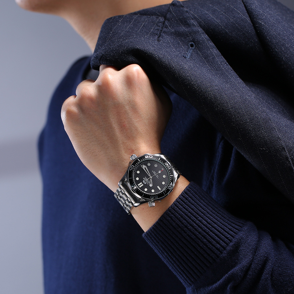 Men's Automatic Watch Gold Steel Mechanical Luminous Men's Watch_voghion.com