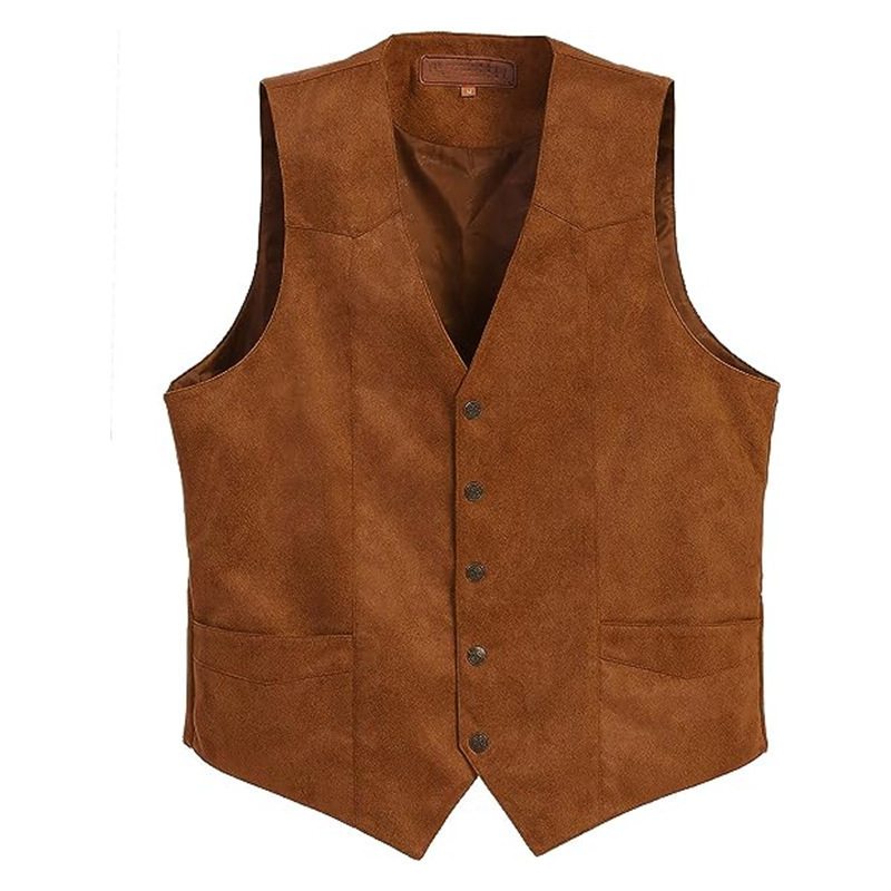 2025 Cross-Border Men's Suit Vest V Neck Vest Slim Casual Suede Business Dress Retro New Style