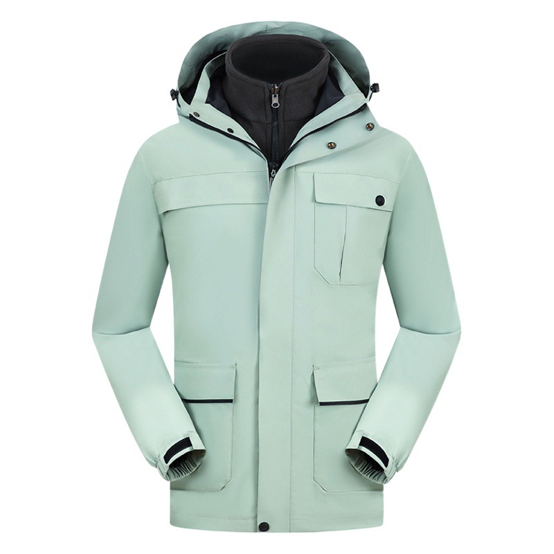 Grupo de invierno Enterprise overol capa de impresión forrada de lana engrosada a prueba de frío tres en uno chaqueta personalizada logotipo impreso