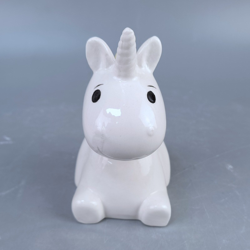 Cerdo de cerámica Hucha Hucha Rainbow Horse Regalos de cumpleaños para niños Adornos de la suerte Moneda de cerdo dorado Hucha