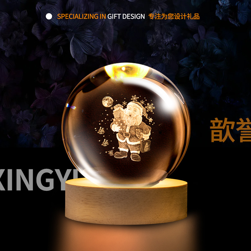 Lámpara de Noche de Cristal con Forma de Bola, Luz de Ambiente Creativa, Lámpara de Mesa de Cristal, Adorno de Escritorio, Regalo para Estudiantes y Maestros, Recuerdo, Transfronterizo