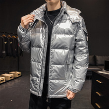 2025跨境羽绒服男短款新款潮流免洗情侣冬季连帽加厚外套男女同款