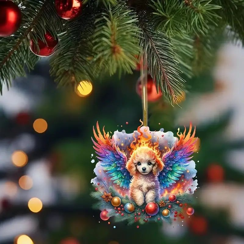 Navidad acrílico perro de llama navideño colgante plano transfronterizo nuevo colgante de decoración de espejo retrovisor