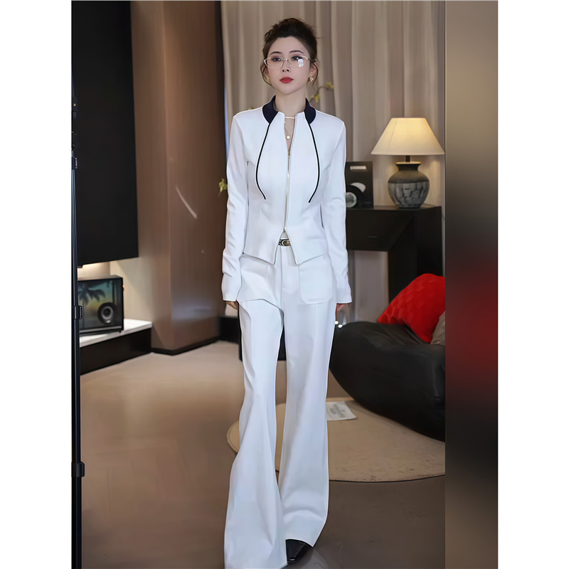 深圳南油简单大方套装女2025秋季气质高级感开衫上衣阔腿裤两件套|undefined