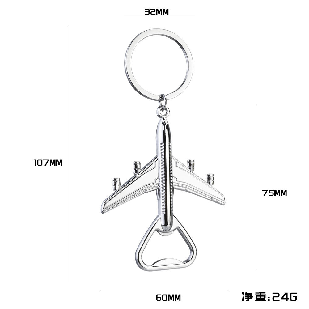 Multifuncional avión abrebotellas llavero creativo llavero abridor de botellas de cerveza etiqueta engomada del refrigerador pequeño regalo personalización