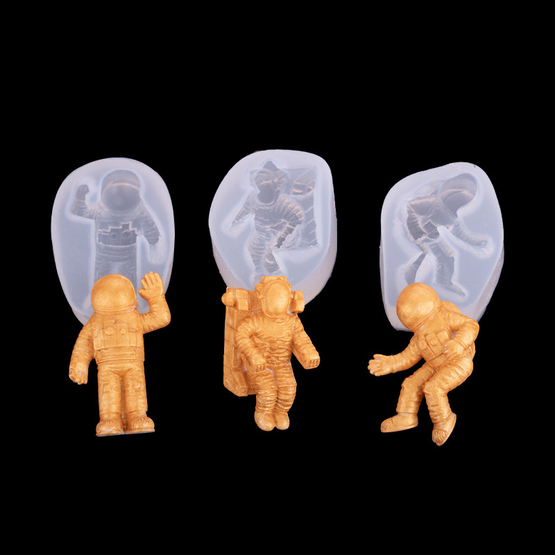 Aviación astronauta cohete Luna molde de silicona para hornear pasteles Fondant molde de chocolate epoxi accesorios de decoración de mesa
