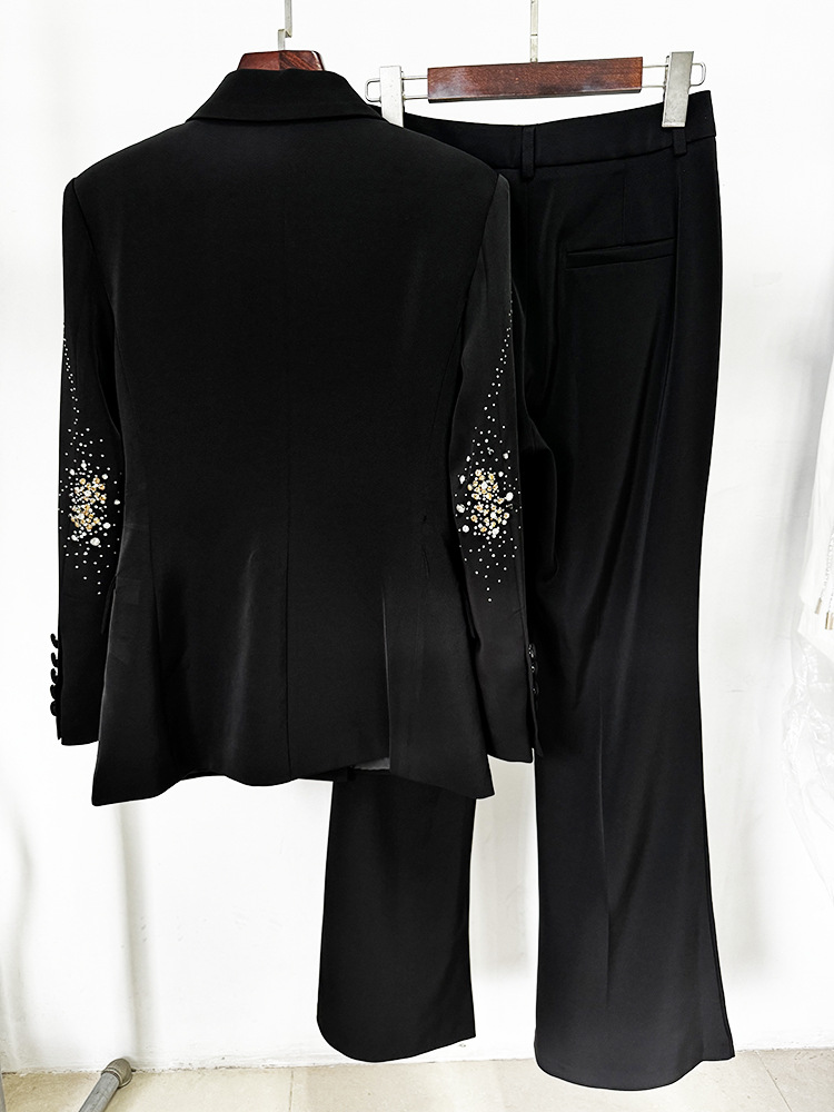 Women's Clothing In stock 2024 celebrity fashion new heavy beaded hot diamond suit jacket trousers suit two piece suit_voghion.com