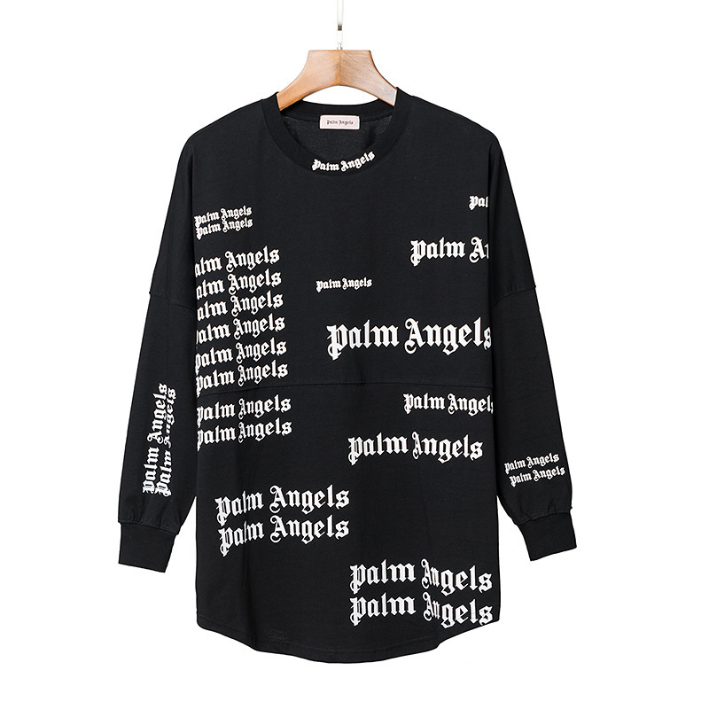 潮牌天使のアルファベットはプリント長袖tシャツでいっぱいです。アメリカのレトロでゆったりしています。|undefined