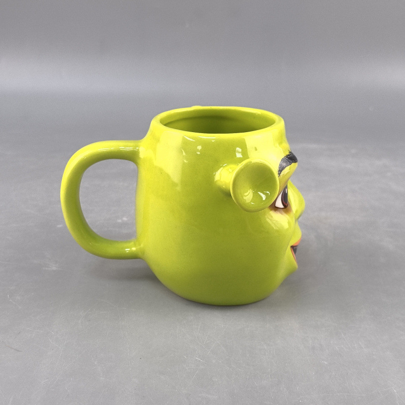 Halloween fiesta de baile tazas de cerámica Shrek tazas máscaras animadas verdes adornos de cara completa hechos a mano