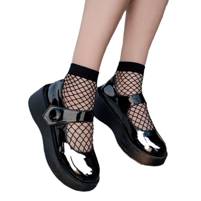 Japonés JK malla de moda calcetines de red calcetines de malla hueca sexy cortos de mujer calcetines de verano a media pantorrilla