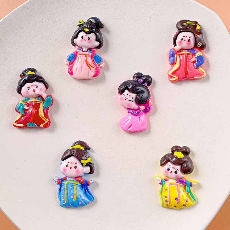 Venta directa nueva superficie brillante Dinastía Tang Dancing Girl accesorios de resina DIY Dinastía Tang belleza teléfono caso horquilla accesorios para el cabello parche