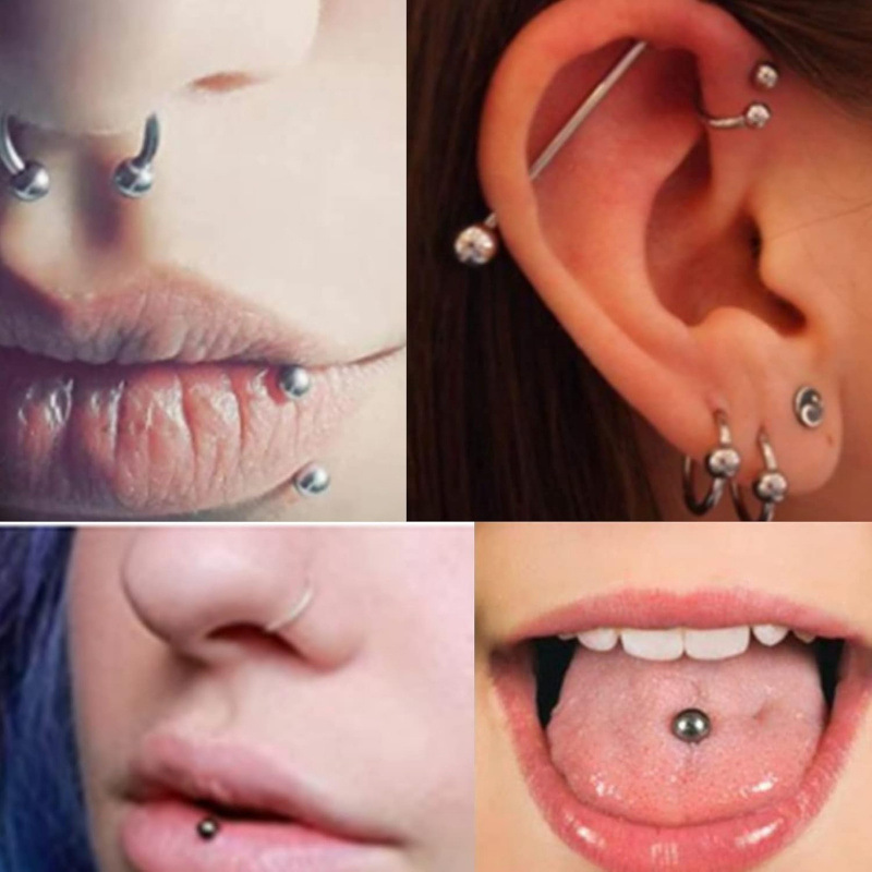 Piercing barbell de acero inoxidable para lengua y labio_voghion.com