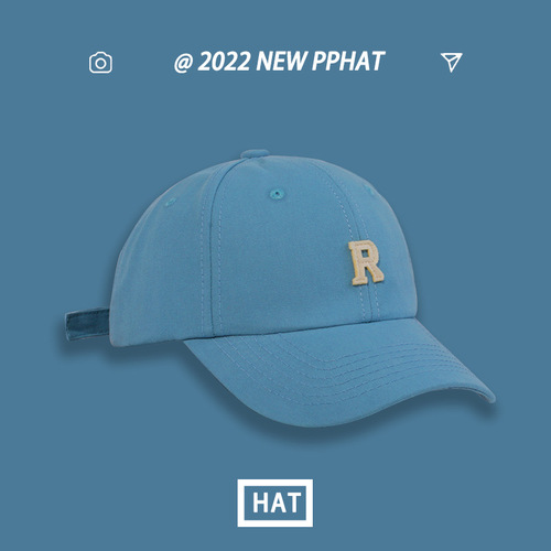 Hat Women's Spring and Summer Versatile Sun Protection Travel Versatile Sun Hat Trendy Fashion Student Patch Letter R Baseball Cap