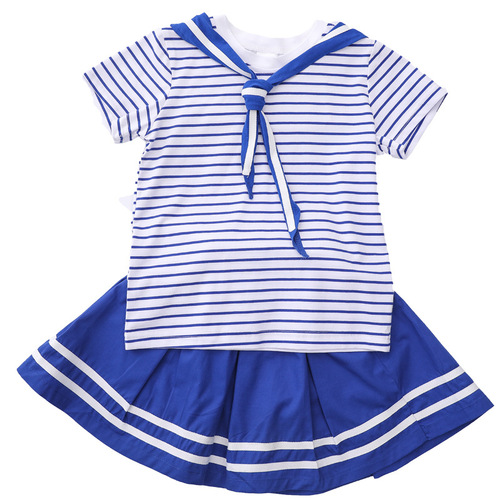 Kids' Summer Uniform Set for Kindergarten and Primary School Students: School Uniform, Short Sleeve, Nautical Style