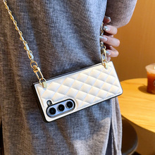 适用三星zfold6/d5斜挎手机壳GalaxyZFold7菱格小香风zflip7/7fe