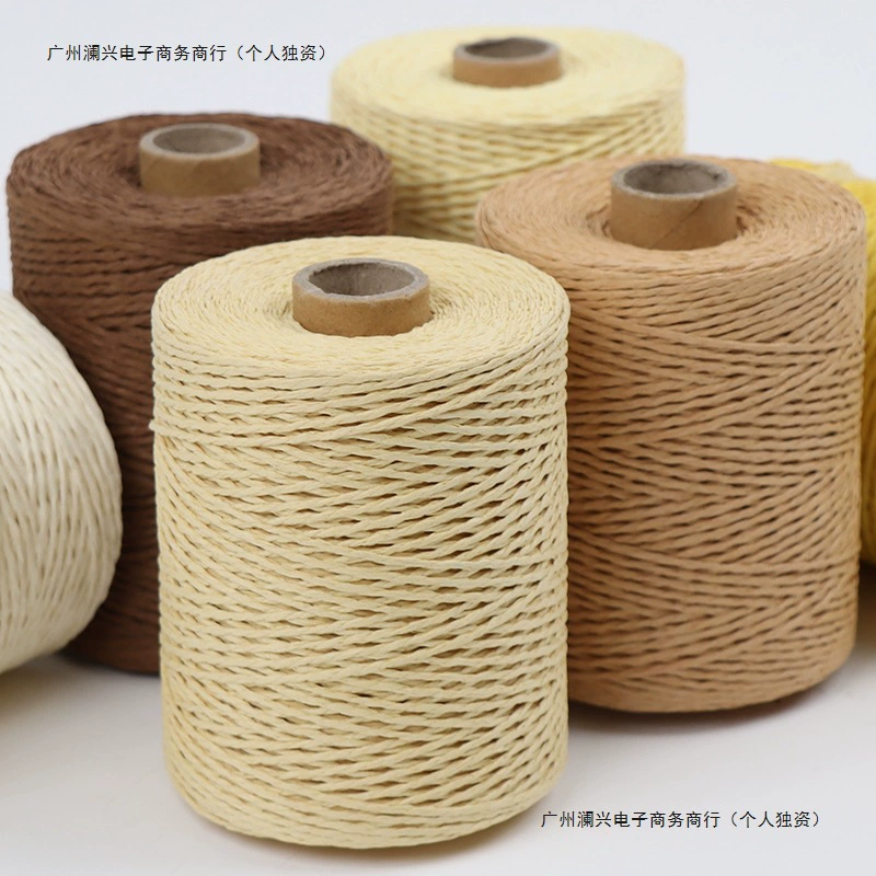 Хлопчатобумажная соломенная леска, плетеная леска из рафии, тонкая соломенная ткань, папирусная леска ручной работы, хлопчатобумажная нить, специально для вязаных сумок крючком.