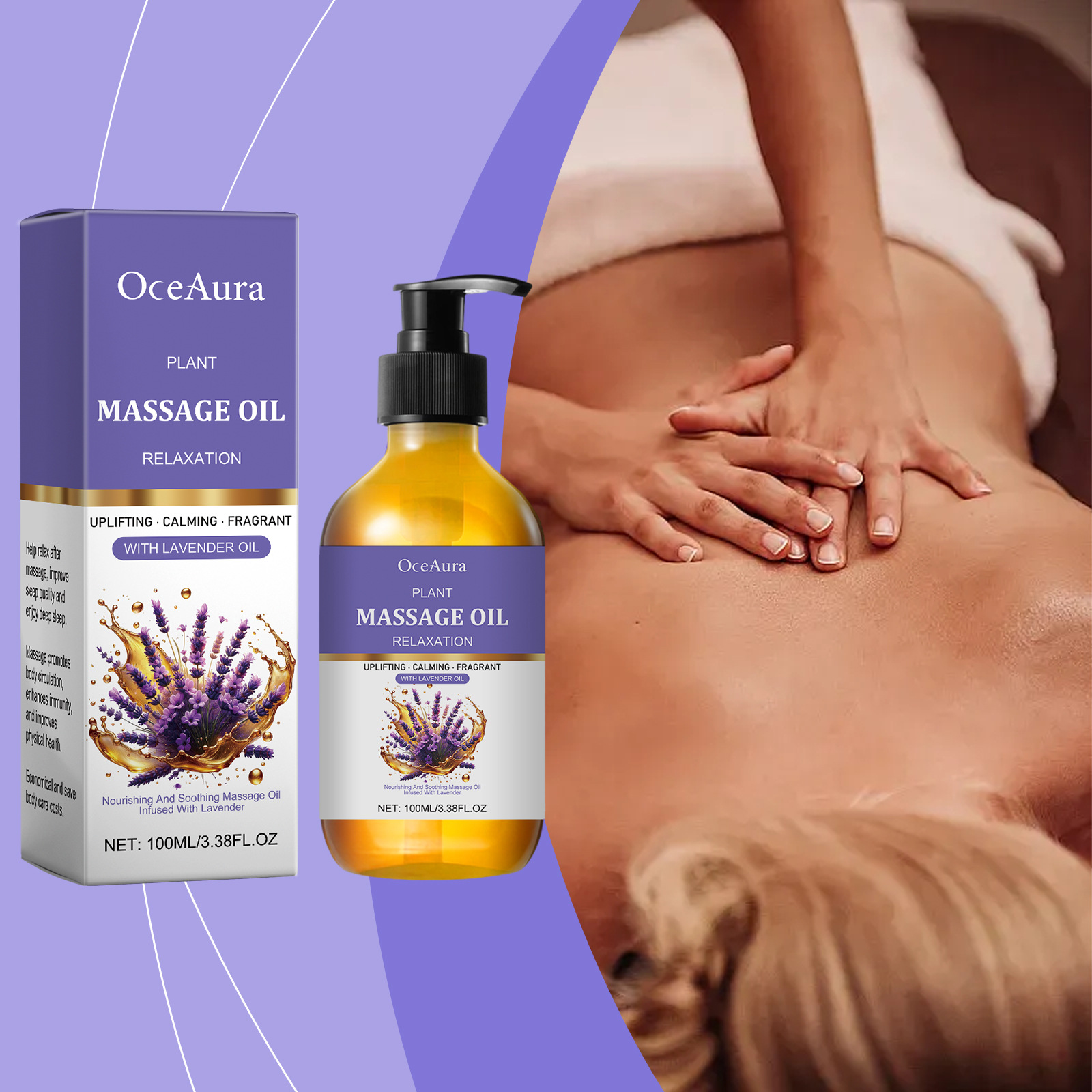Oceaura Lavender Essential Oil Is Gentle on the Body, Moisturizes the Skin, Has a Pleasant Fragrance, and Is Easily Absorbed as a Body Massage Oil