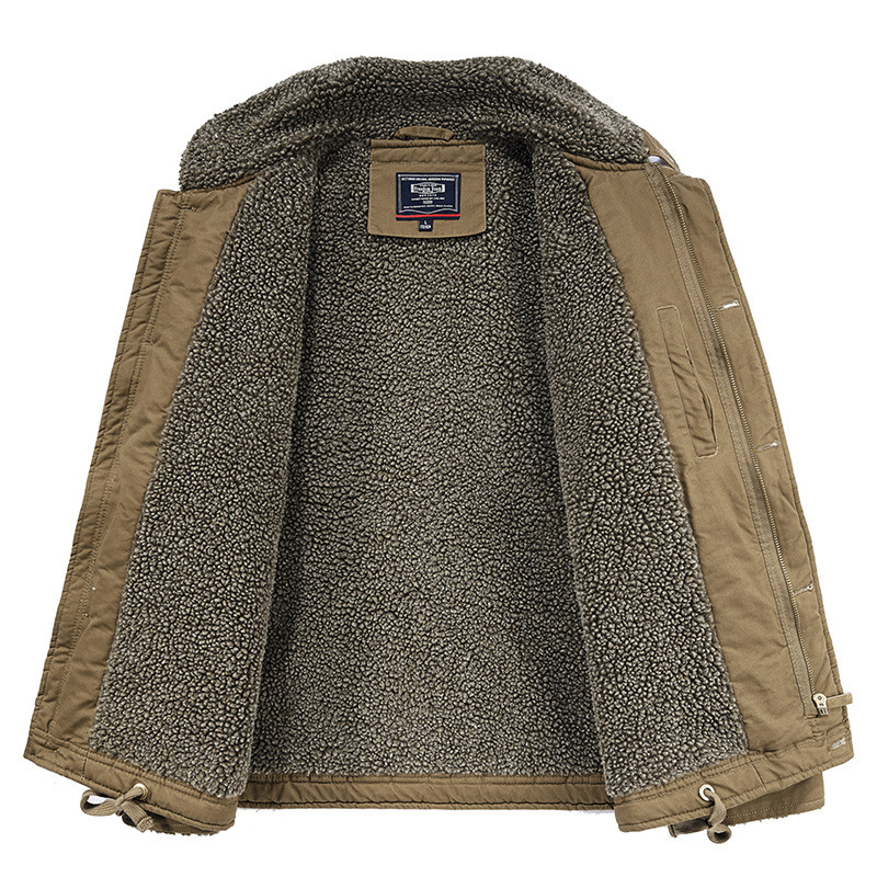 for men's new autumn and winter plush thickening warm Lamb wool work clothes cotton jacket 1896_voghion.com