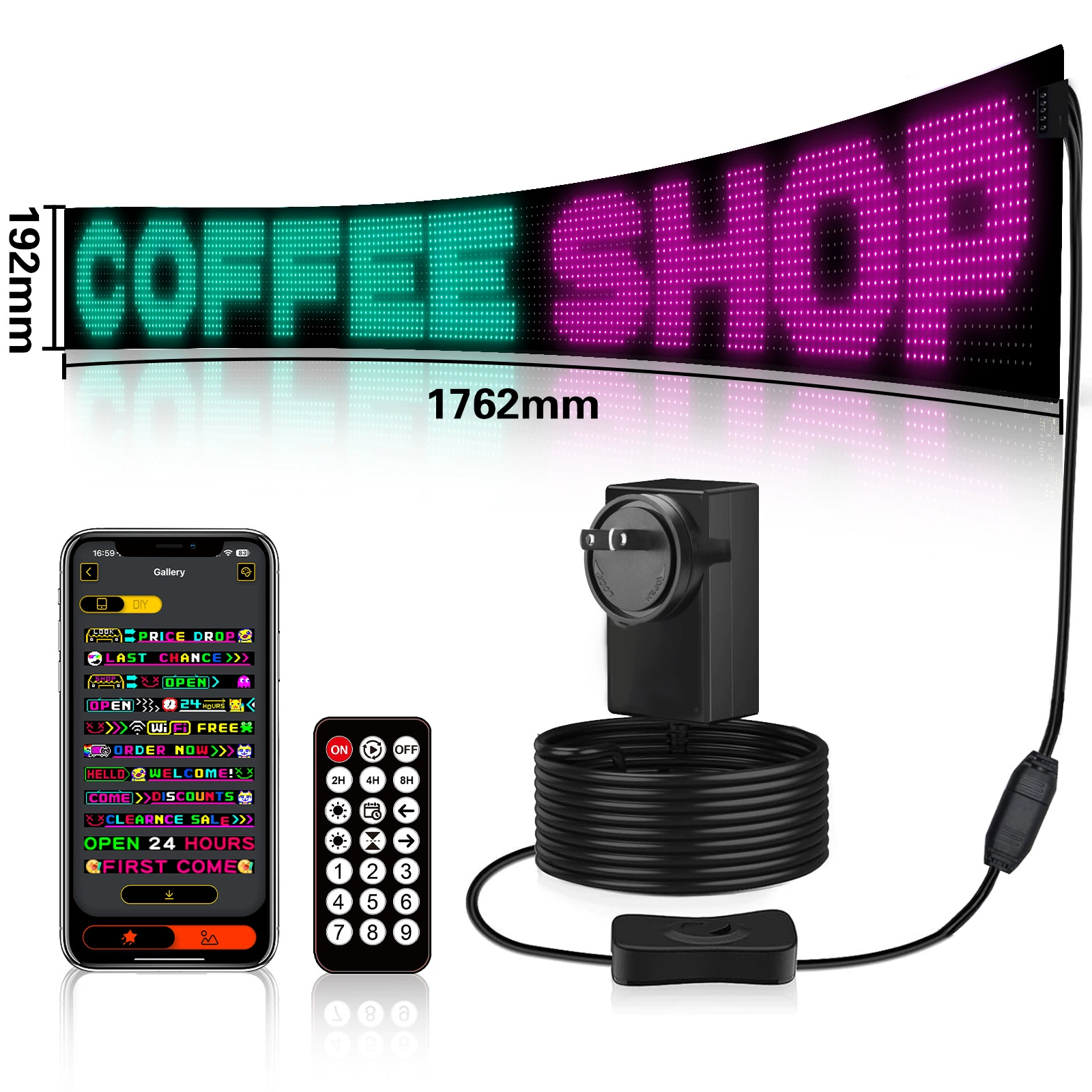 Полноцветный гибкий светодиодный экран с разрешением 16*192 пикселей (19,2* 176.2cm ), коммерческий рекламный экран, мягкий экран для установки на транспортные средства.