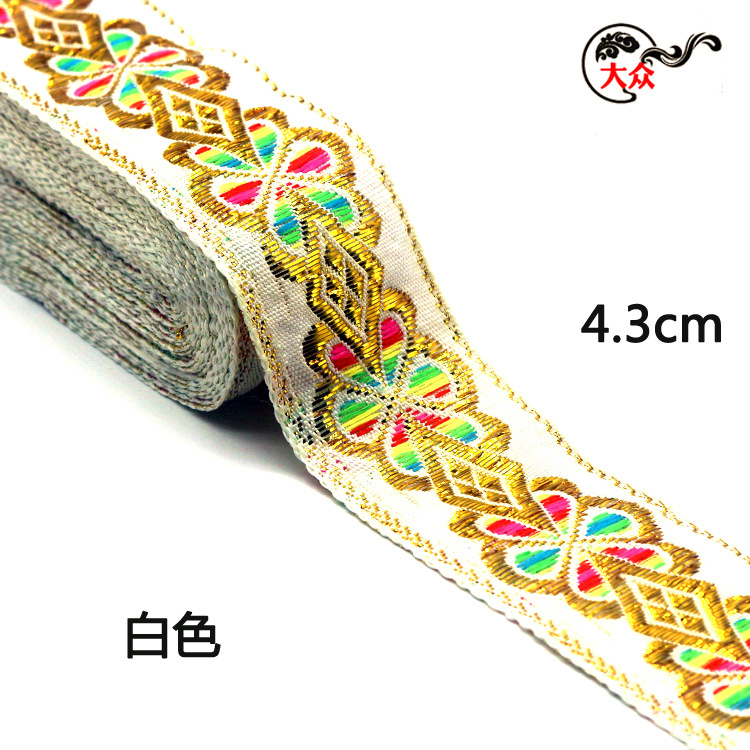 4.3cm banda de cabeza grande minoría jacquard banda accesorios de ropa nacional estilo antiguo chino encaje al por mayor