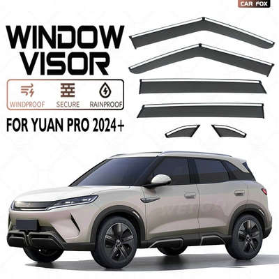 Rain shield – for BYD Yuan PRO window - standard-packaging-without-logo-6pcs-byd-yuan-pro-mk2-2024-pc-rain-visors-with-bright-trim