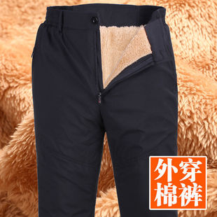 Middle-aged and Elderly Cotton Pants Men's fleece-lined Thickened Dad's High Waist Sports Pants Winter Cotton Pants for Elderly Men's Outer Wear Loose Winter
