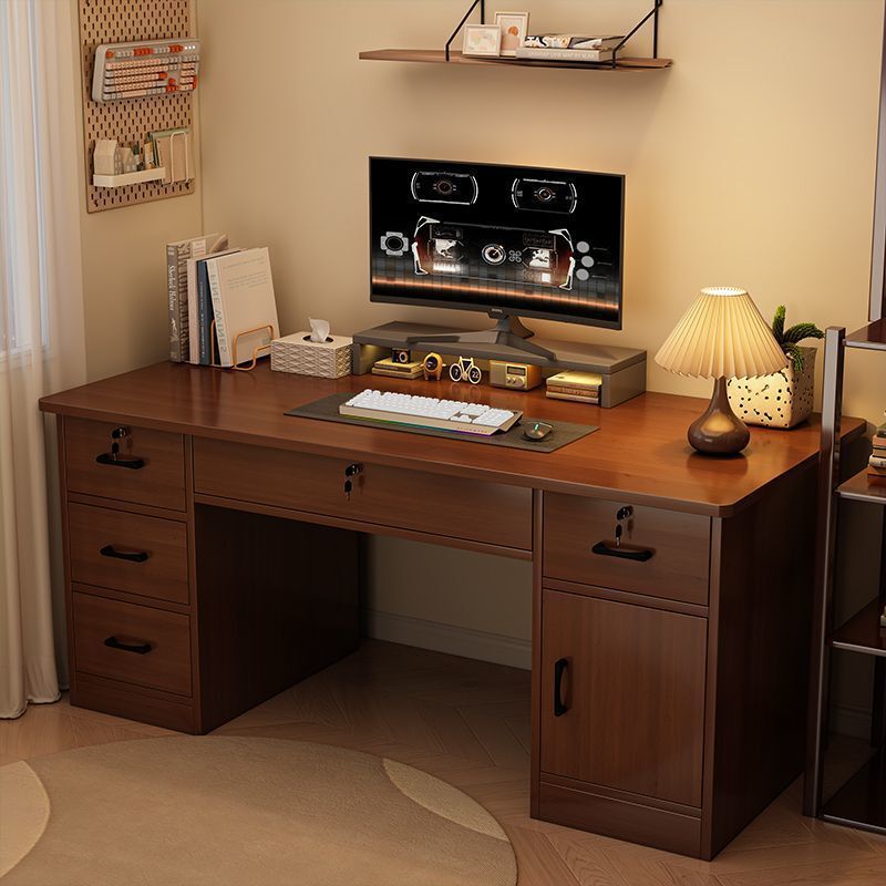Solid Wood Computer Desk with Lock Simple Modern Office Desk Bedroom Desk Student Home Study Desk Writing Desk