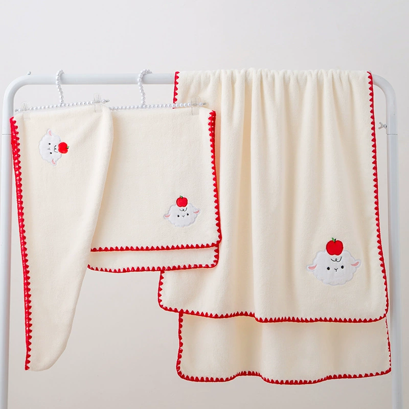 Симпатичные яблоки ягненок коралловой бархат полотенце утолщает детское полотенце