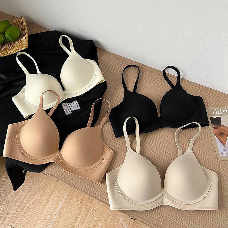 2883 Seamless Glossy Push-Up Small Breast Bra, Breathable, Comfortable, Lifting, Soft Support, Breast Reduction and Anti-Sagging Bra