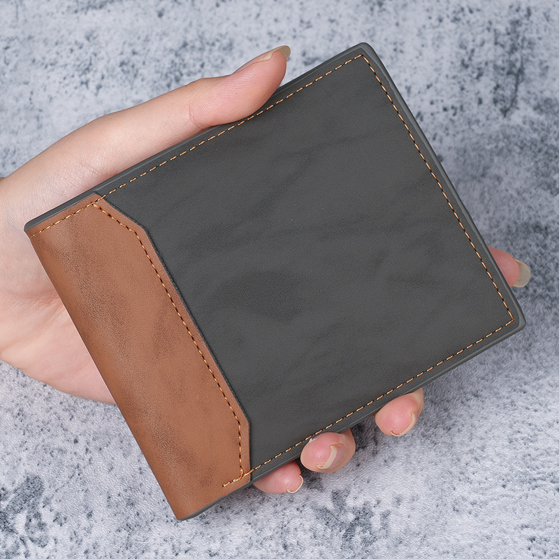 New men's wallet, fashionable coin purse, gold-stamped wallet, men's short PU wallet, wholesale direct from manufacturer