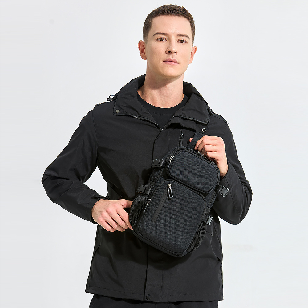 韩版时尚胸包男士贴身斜肩包户外骑行背包手机包男款日系单肩挎包