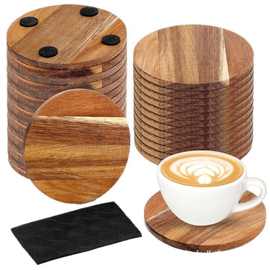 木质杯垫跨境批发家用桌面砂锅茶杯隔热垫相思木桌面餐用杯垫圆形