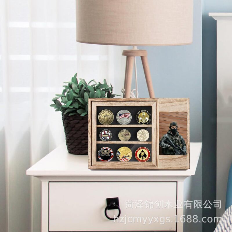 Wooden Challenge Coin Display Frame Adjustable Size Coin Medal Display Photo Frame Sport Medal Stand Wooden Challenge Coin Display Frame Adjustable Size Coin Medal Display Photo Frame Sport Medal Stand