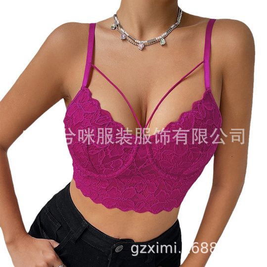 Summer New Base Sexy Spice Girl Lace European and American Perspective Navel Backless European and American Style Small Sling A796