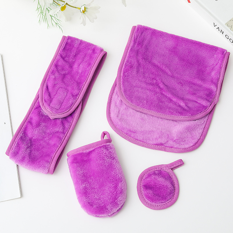 Velcro, banda de cabello, guantes de desmaquillaje, algodón redondo para la piel, banda de cabello, toalla de desmaquillaje, conjunto de toallas de desmaquillaje
