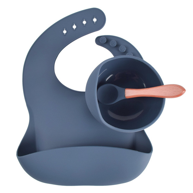 Vajilla para niños Bebé de silicona para comer Bebé de silicona Suplemento de alimentos Tazón de tenedor Juego de cucharas Suplemento de alimentos para bebés Vajilla de tres piezas