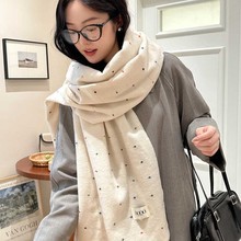 美拉德色单色点点围巾女秋冬季新款保暖加厚围脖学生韩版百搭披肩