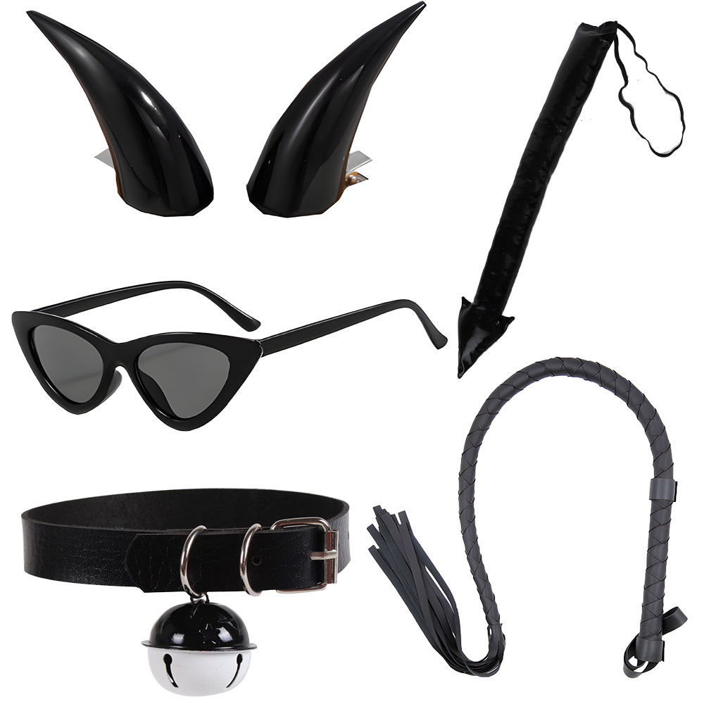 Set de Halloween para el Festival de los Fantasmas, diadema con cuernos de diablo, tridente, accesorios, alas de diablo, cola de diablo