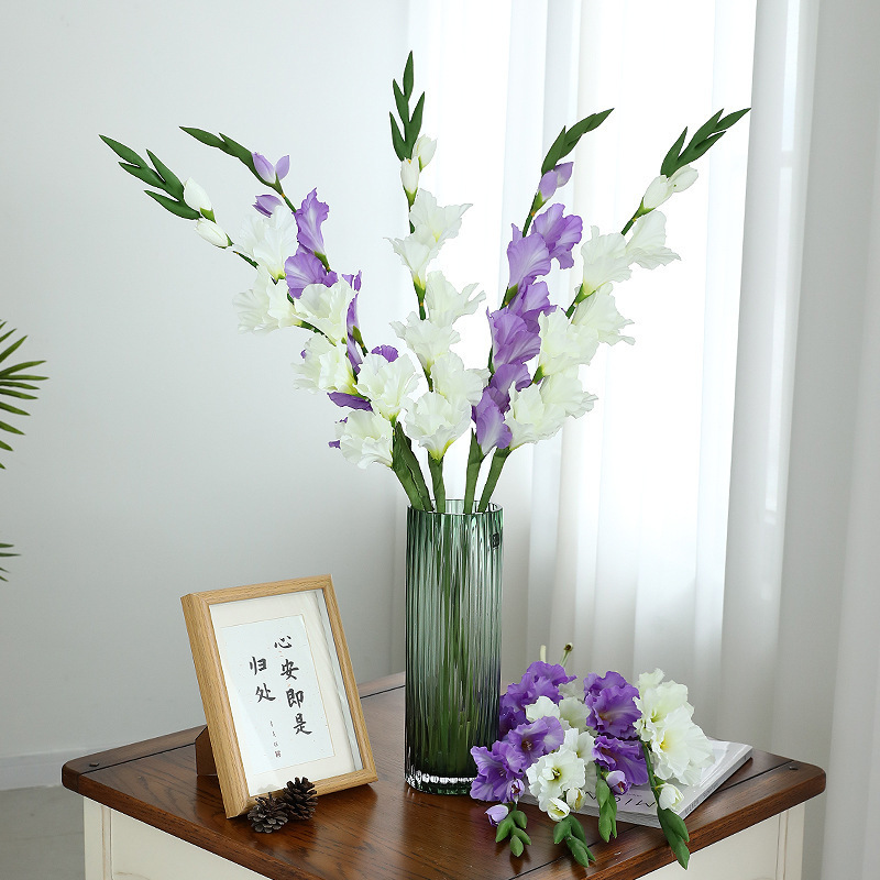 高档长枝宝石剑兰仿真花假花绢花摆设客厅餐桌花艺摆件落地装饰品|undefined