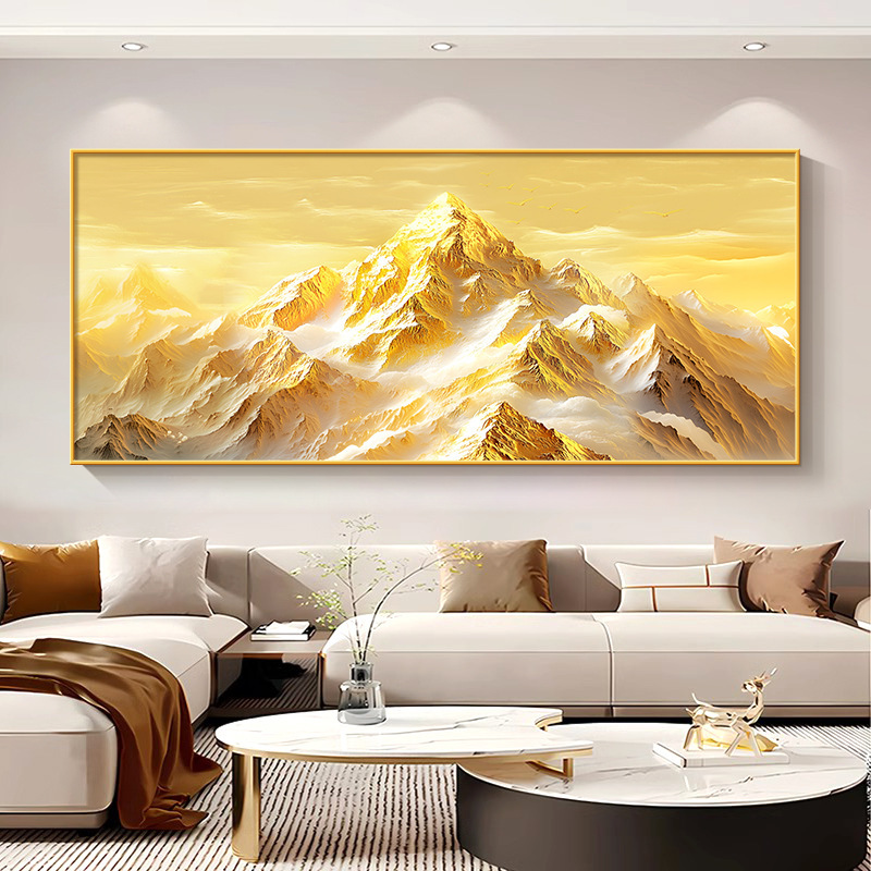 背靠金山客厅装饰画有山无水办公室沙发背景墙挂画轻奢高级感壁画|undefined