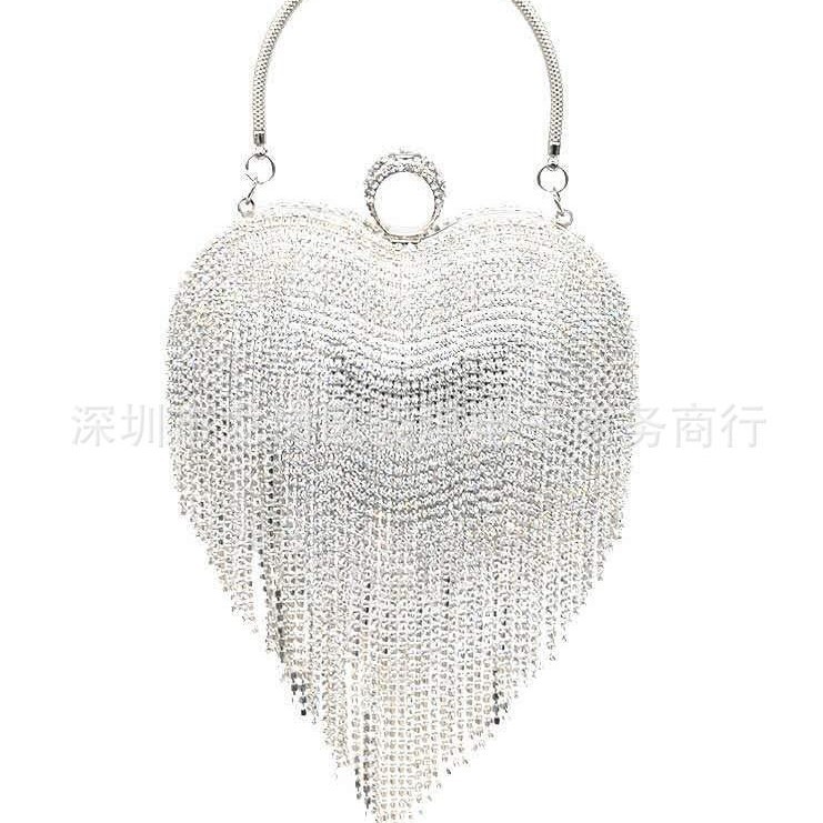 2023 Diamond Heart-Shaped Handbag For Women, Rhinestone Banquet Evening Bag, Elegant Qipao Small Purse, Luxury Hand-Carry Bag - Thumbnail 5