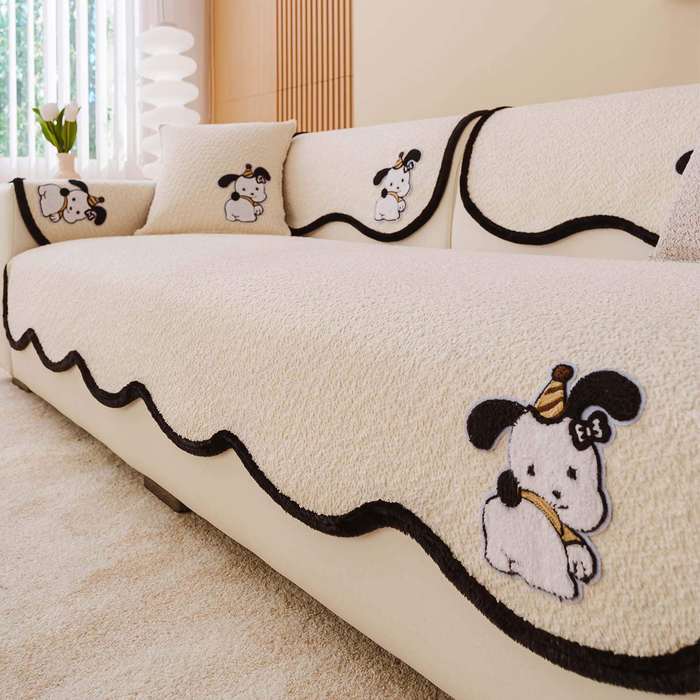 卡通风加厚毛绒不规则沙发垫2025新款秋冬款防滑坐垫沙发套罩批发