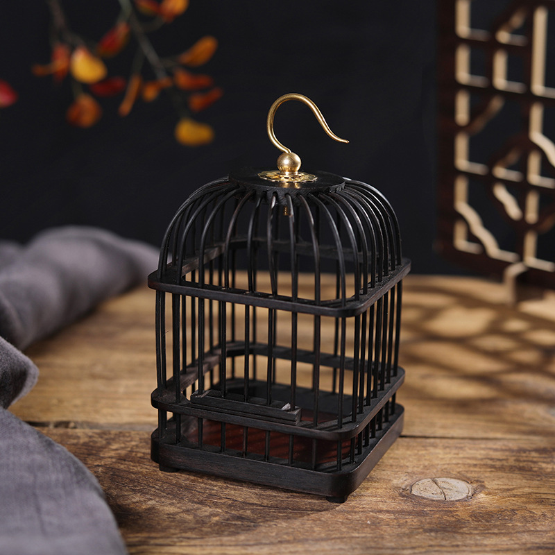 Purple Sandalwood Copper Hook Grasshopper Cage Grasshopper Cage Grasshopper Cage Hand-made Cage Feeding Box Reptile Mouth Cage Solid Wood Paint-free