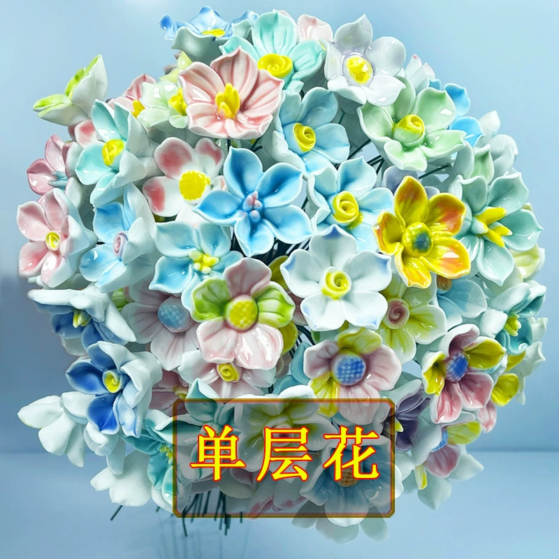 Фарфоровые цветы из Jingdezhen, цветы с обжигом, искусственный букет цветов, сухие цветы для декора