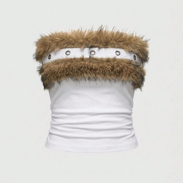 European and American Cross-Border New Fashion Sexy Gothic Design Street Style Ins Personality Furry Slim-Fit Tube Top Women's Vest