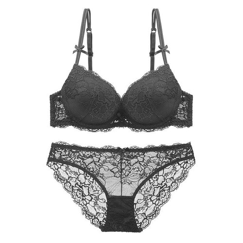European and American lace thin top and thick sponge cup sexy women's underwear lace push-up bra set 9192