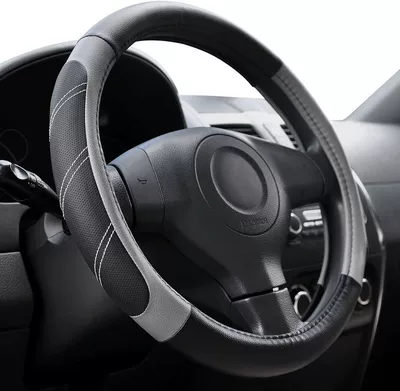 Cross-Border Car Steering Wheel Cover, Steering wheel cover - sports-style-black-gray-38cm