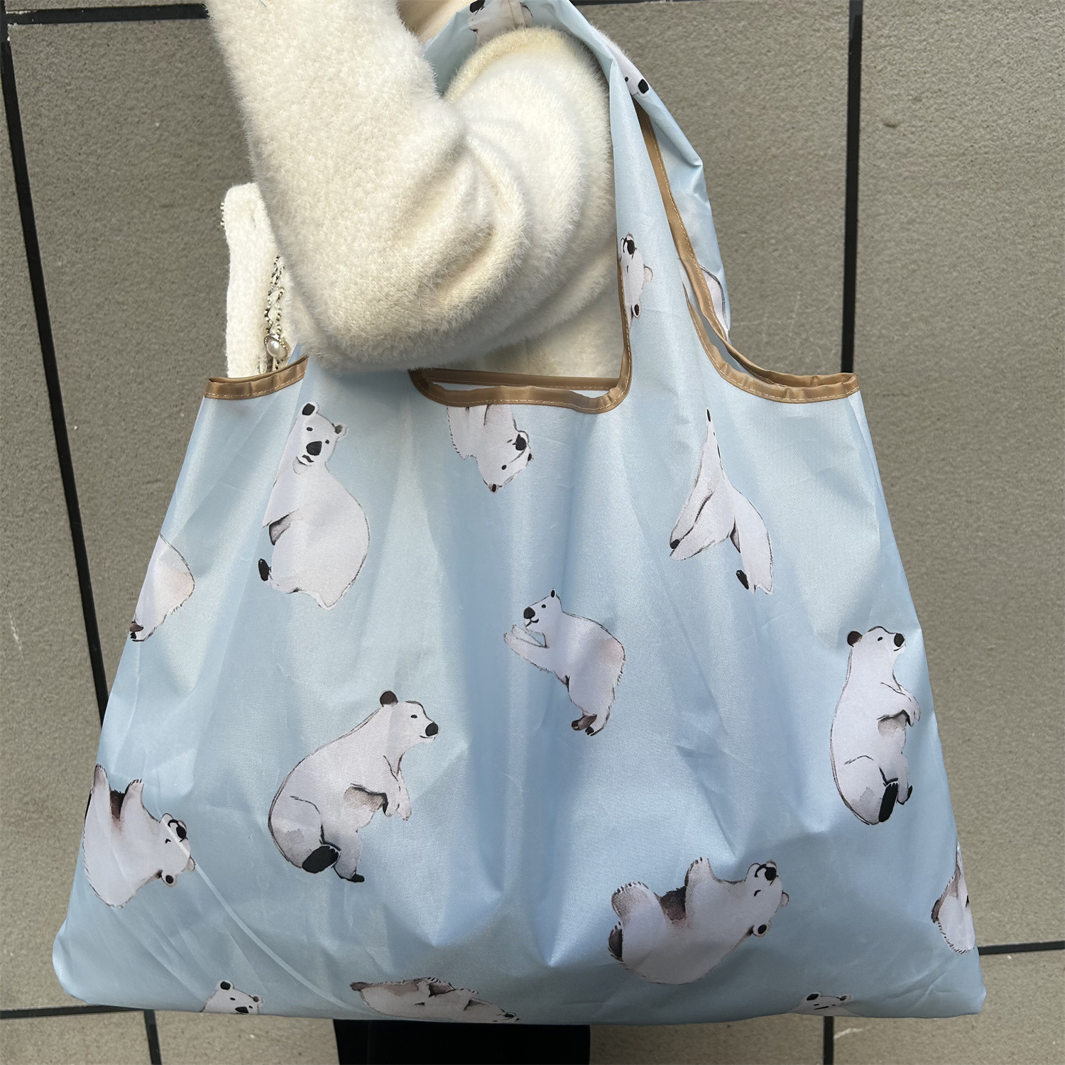 Bolsa de compras plegable de la protección del medio ambiente del paño de Oxford bolsa de almacenamiento portátil bolsa de supermercado grande bolsa de dibujos animados japonés