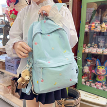 2025新款书包女大学生可爱刺绣大容量电脑双肩包轻便初高中生背包