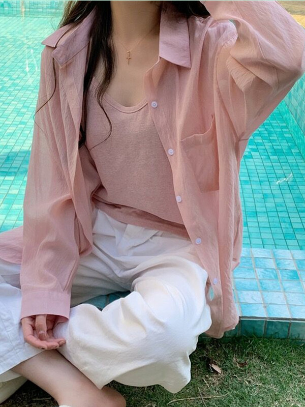 速干防晒衬衫女春夏秋中长款长袖衬衣高级感旅游出行叠穿上衣外套|undefined